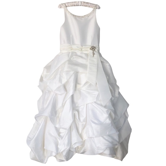 Designer Exquisite White Flower Girl Dress 3 - Picture 1 of 16